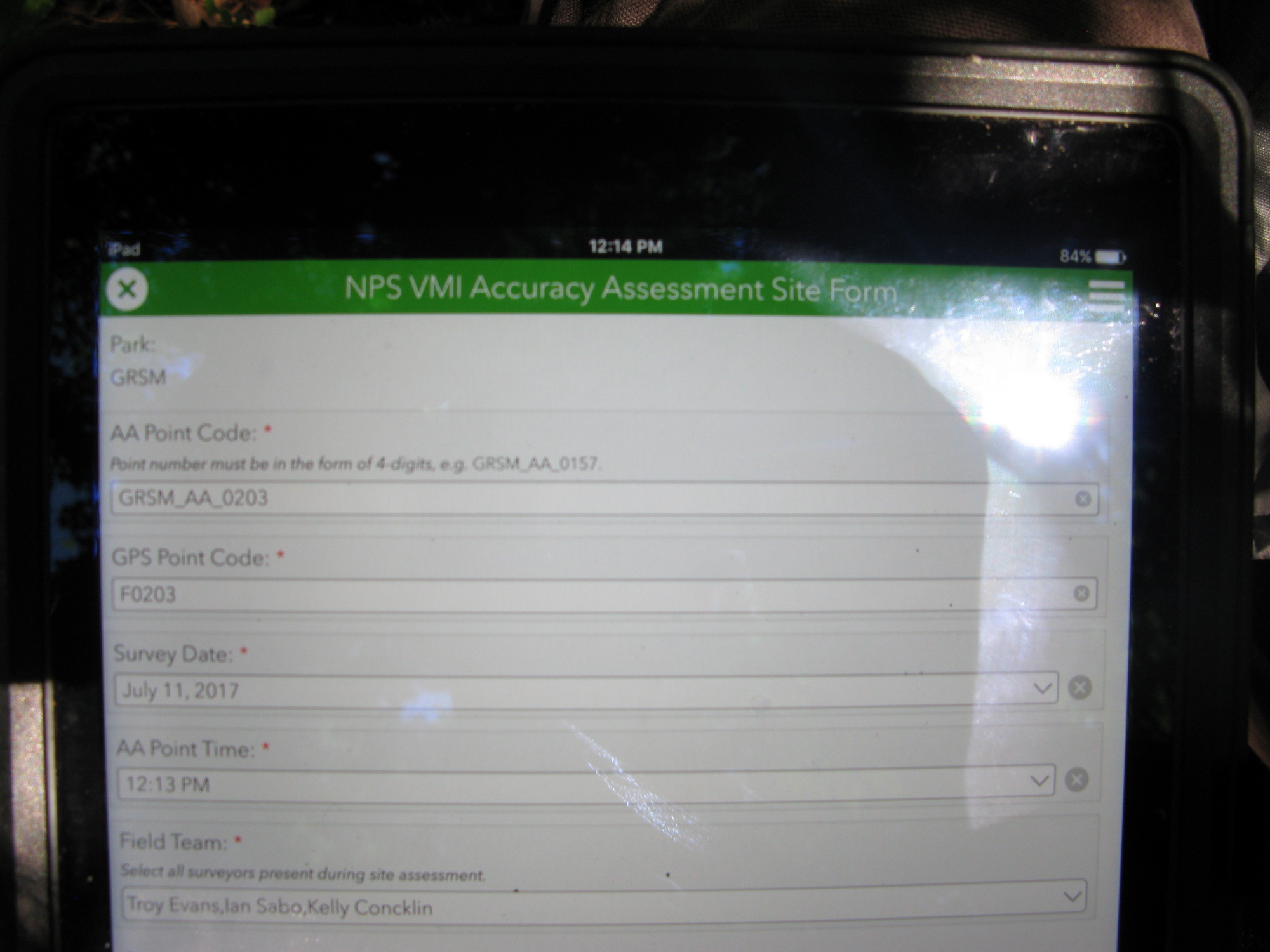 GRSM Accuracy Assessment. Plot Code: GRSM_AA_0203_1