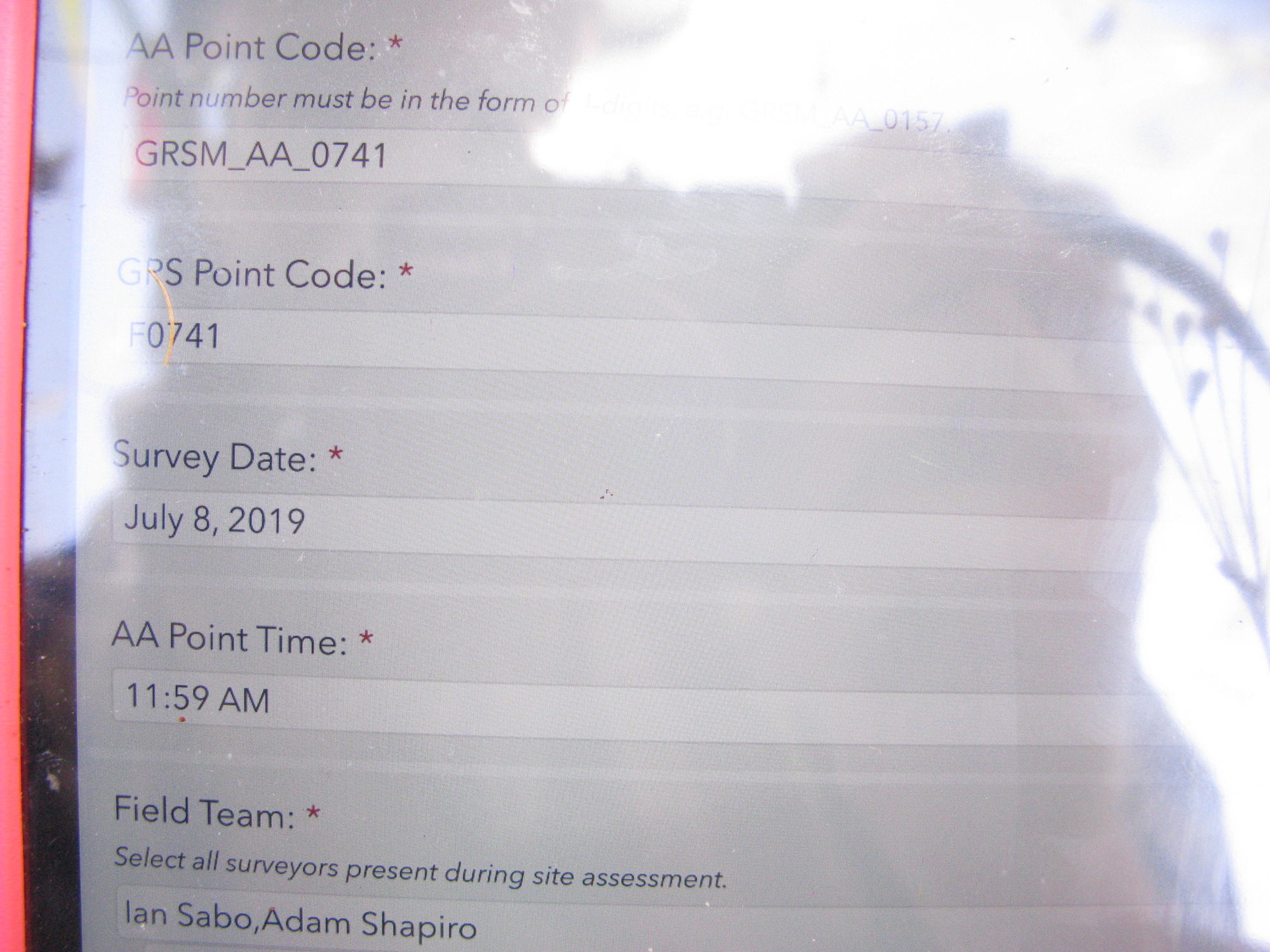 GRSM Accuracy Assessment. Plot Code: GRSM_AA_0741_1