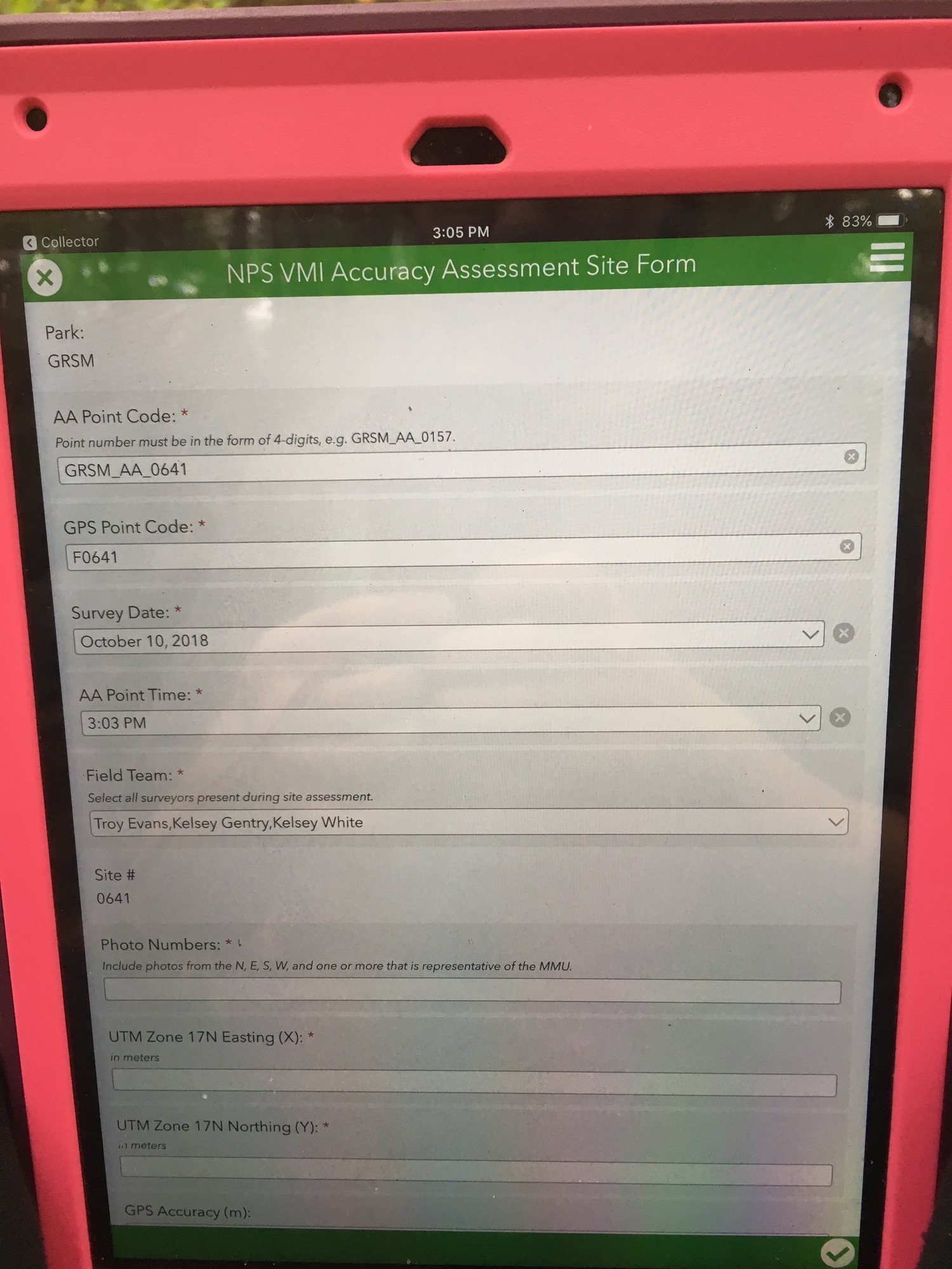 GRSM Accuracy Assessment. Plot Code: GRSM_AA_0641_1
