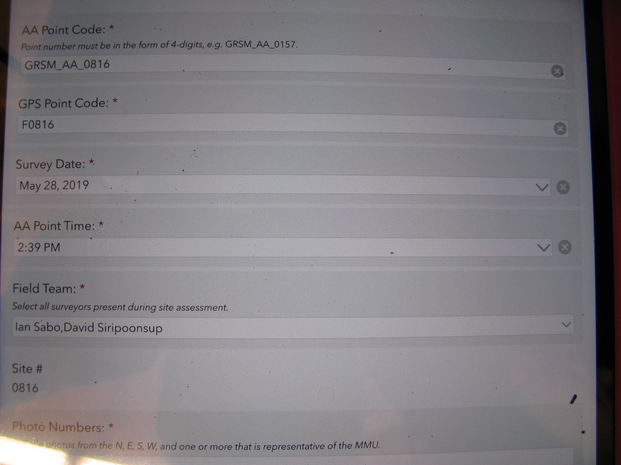 GRSM Accuracy Assessment. Plot Code: GRSM_AA_0816_7