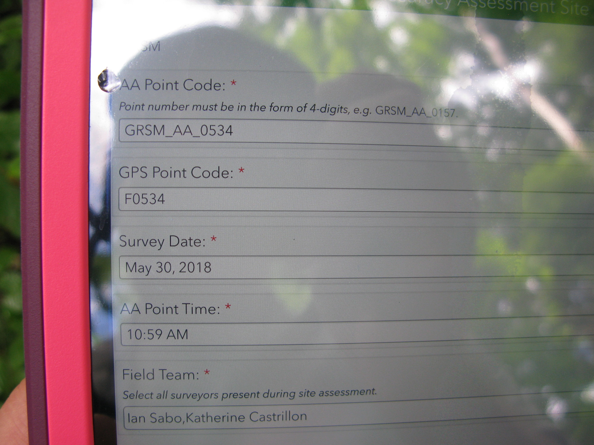 GRSM Accuracy Assessment. Plot Code: GRSM_AA_0534