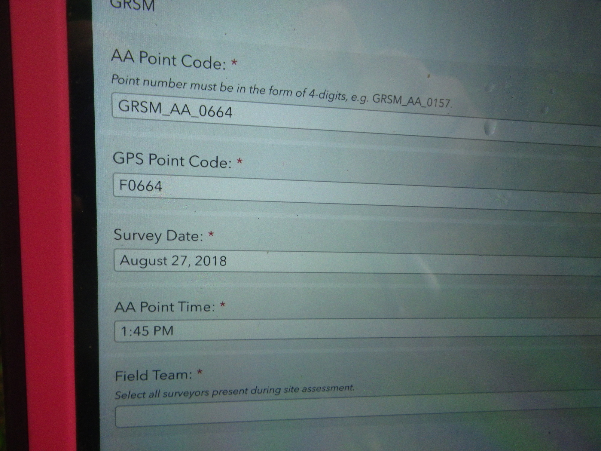 GRSM Accuracy Assessment. Plot Code: GRSM_AA_0664_1