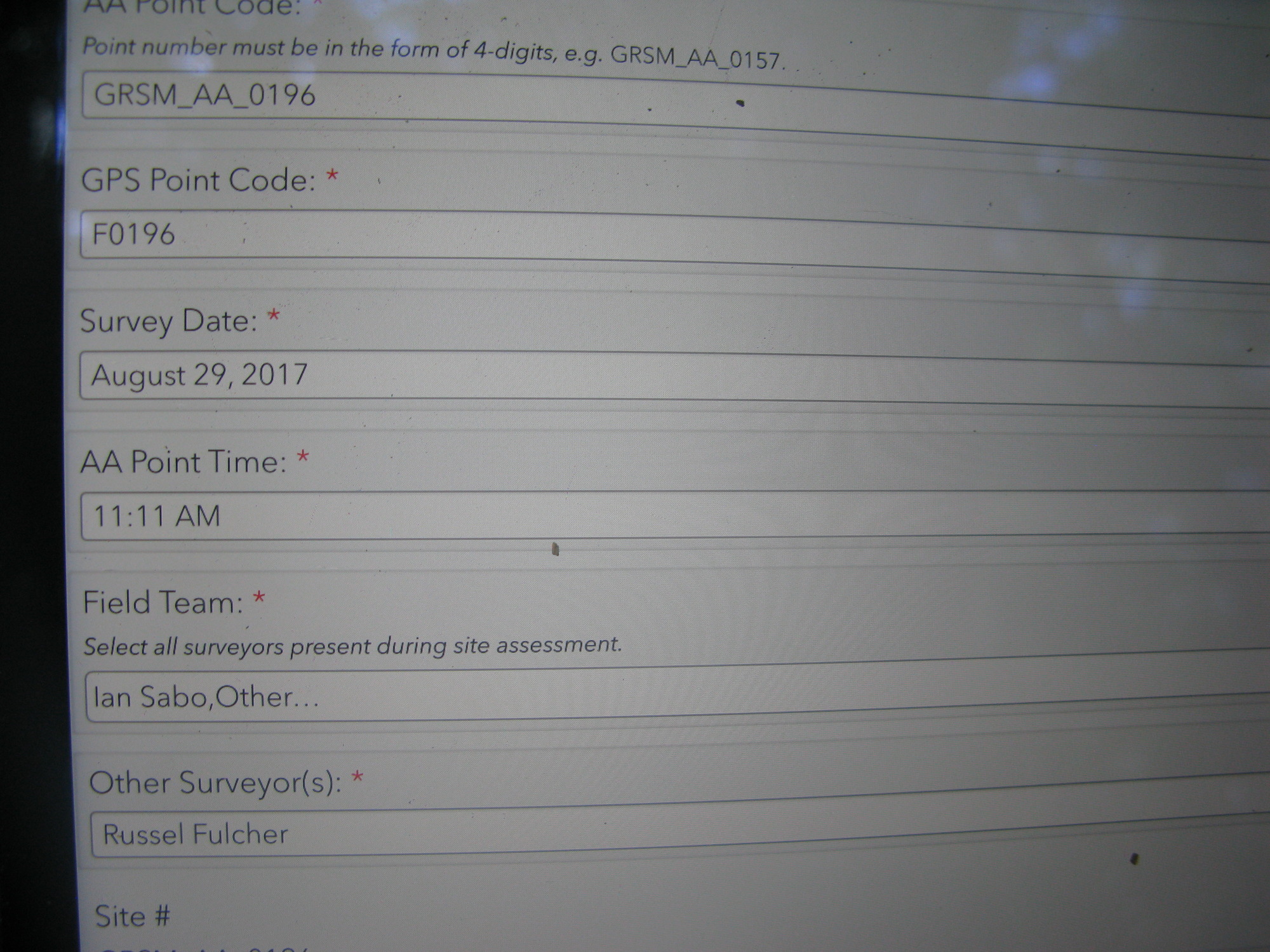 GRSM Accuracy Assessment. Plot Code: GRSM_AA_0196_1