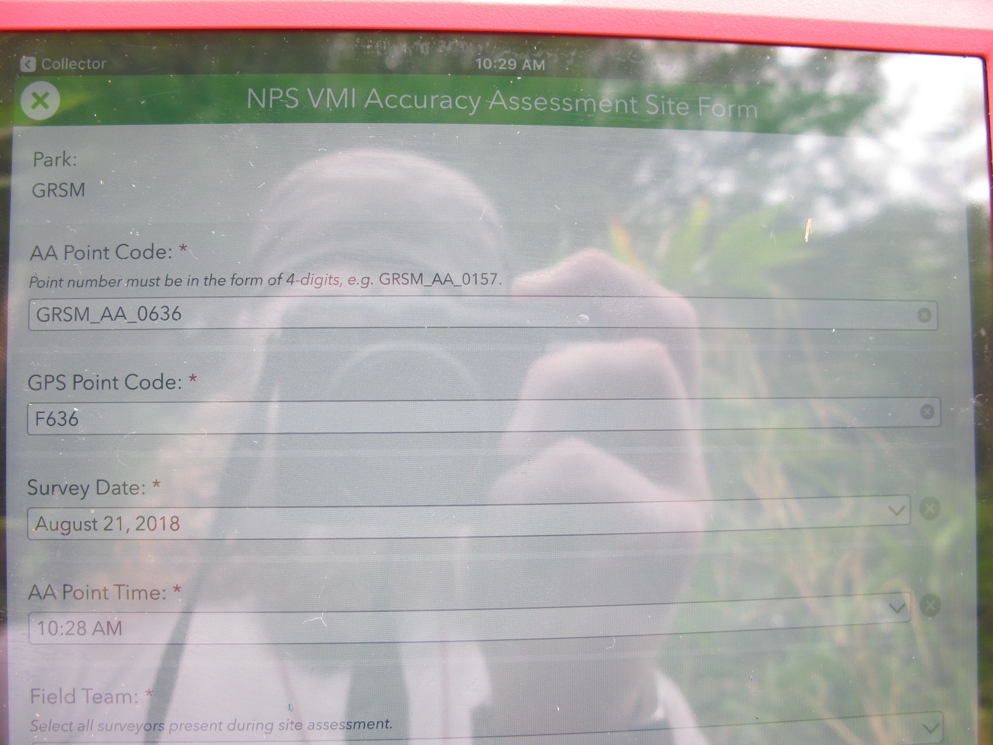 GRSM Accuracy Assessment. Plot Code: GRSM_AA_0636_1