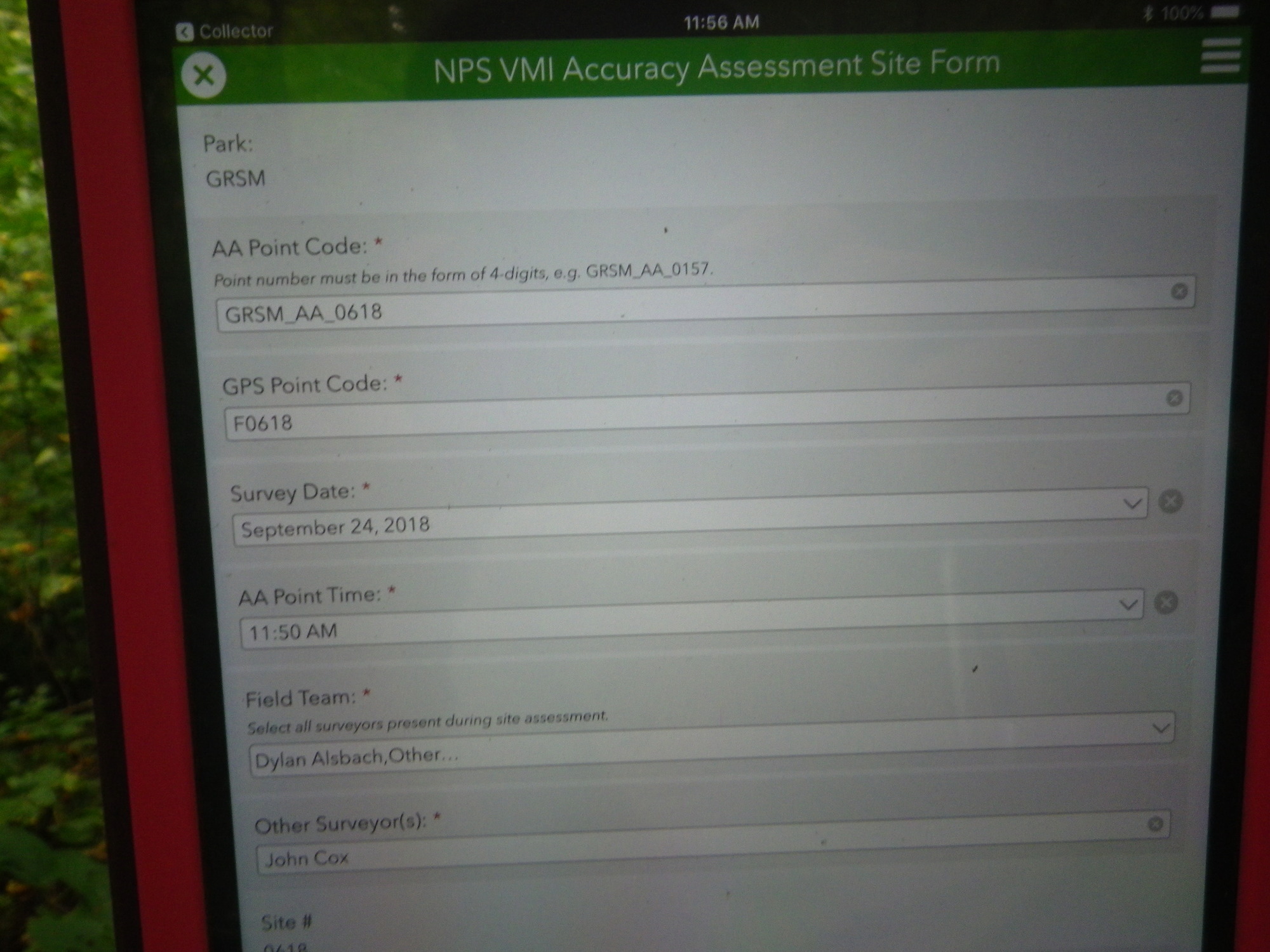 GRSM Accuracy Assessment. Plot Code: GRSM_AA_0618_1