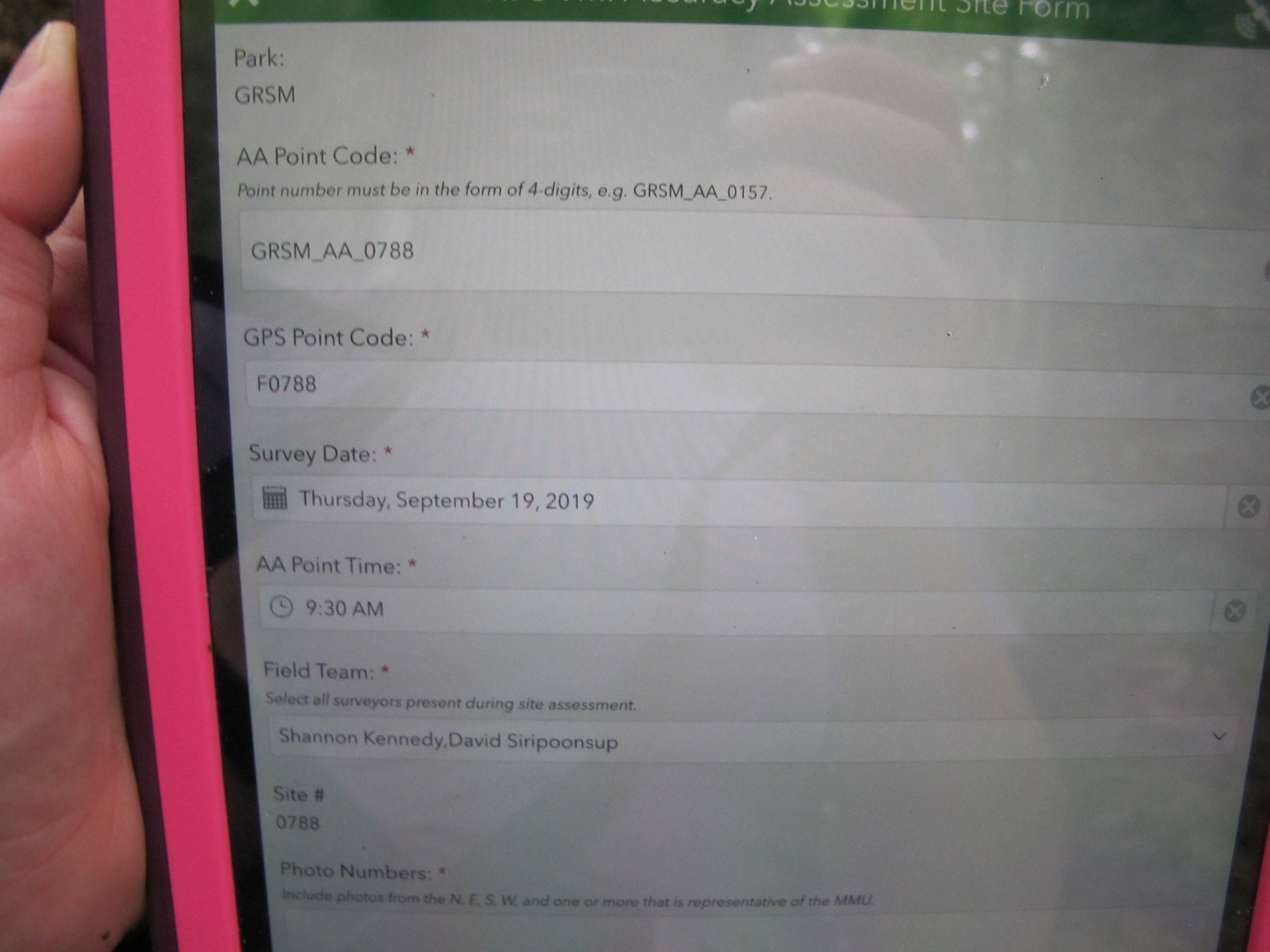 GRSM Accuracy Assessment. Plot Code: GRSM_AA_0788_1