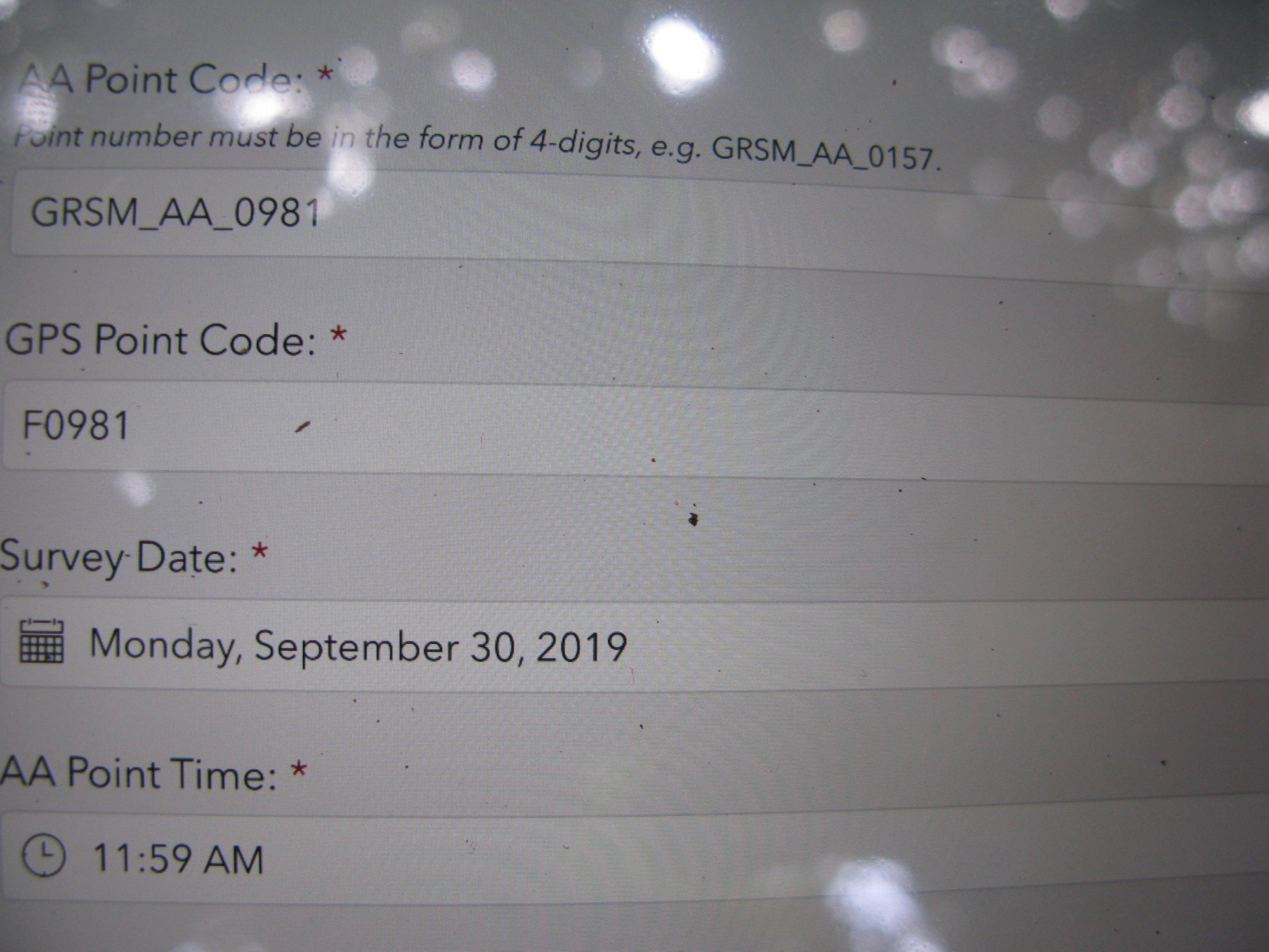 GRSM Accuracy Assessment. Plot Code: GRSM_AA_0981_1