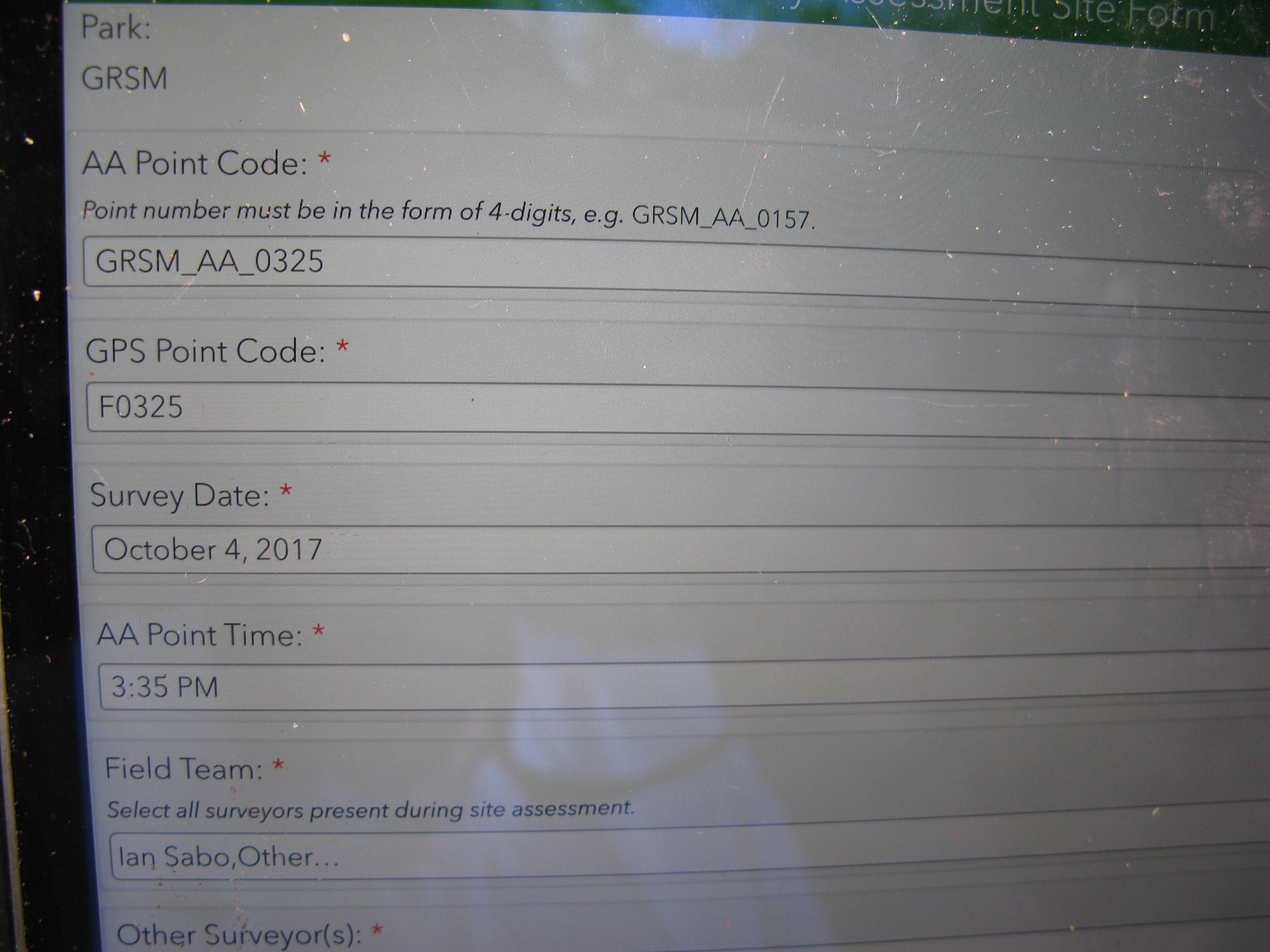 GRSM Accuracy Assessment. Plot Code: GRSM_AA_0325_1