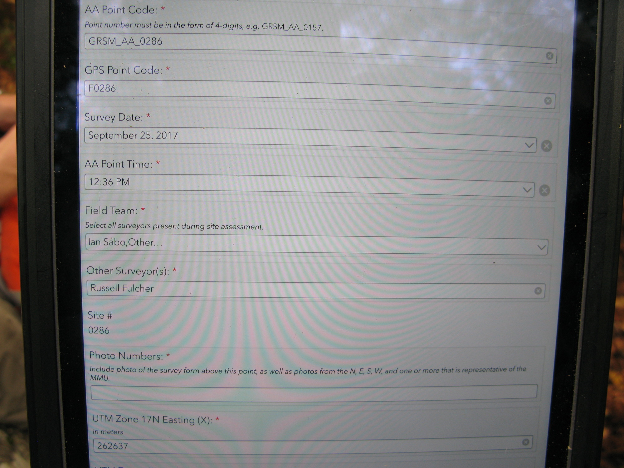 GRSM Accuracy Assessment. Plot Code: GRSM_AA_0286_1