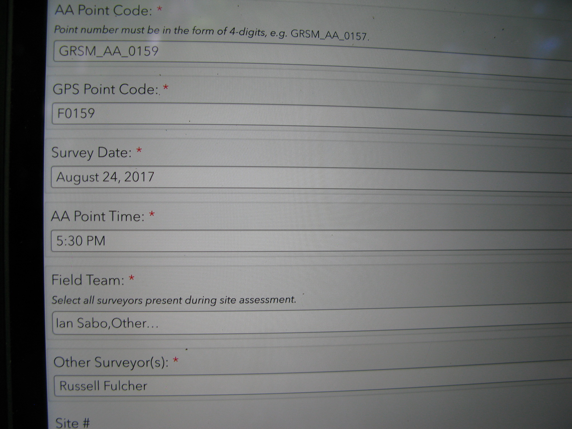GRSM Accuracy Assessment. Plot Code: GRSM_AA_0159_1