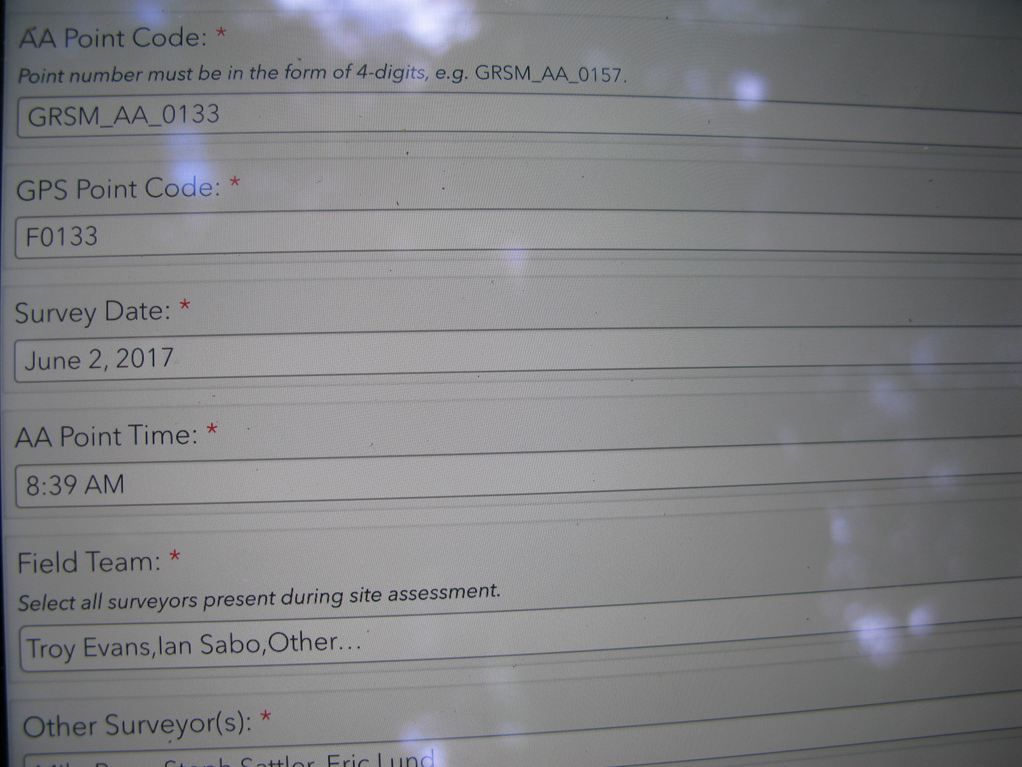 GRSM Accuracy Assessment. Plot Code: GRSM_AA_0133_1
