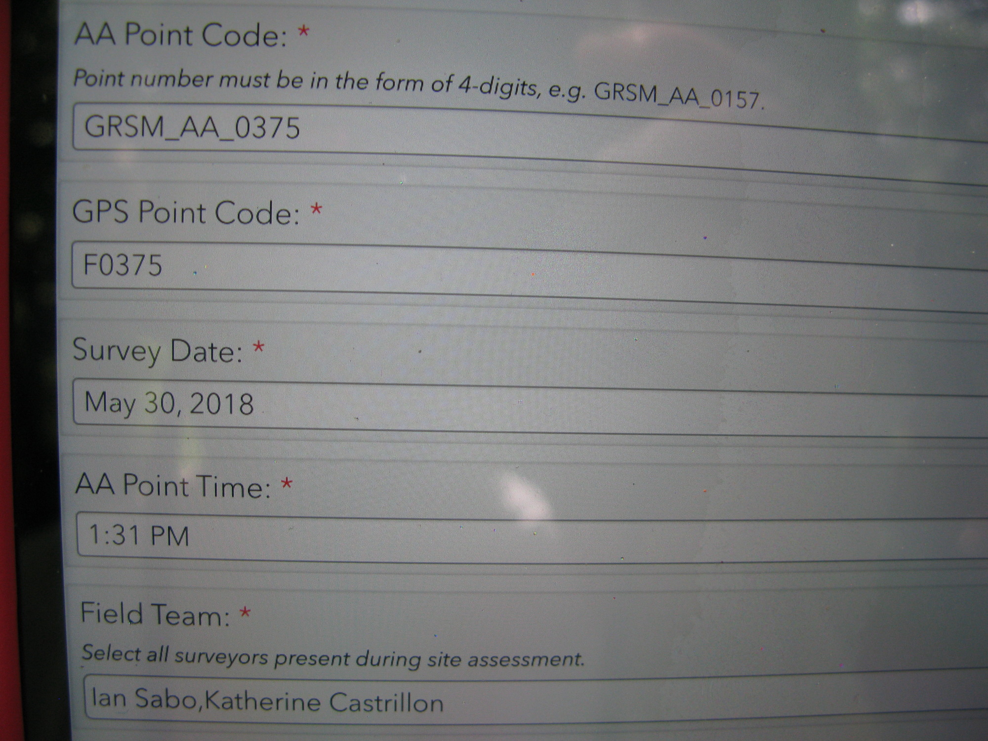 GRSM Accuracy Assessment. Plot Code: GRSM_AA_0375