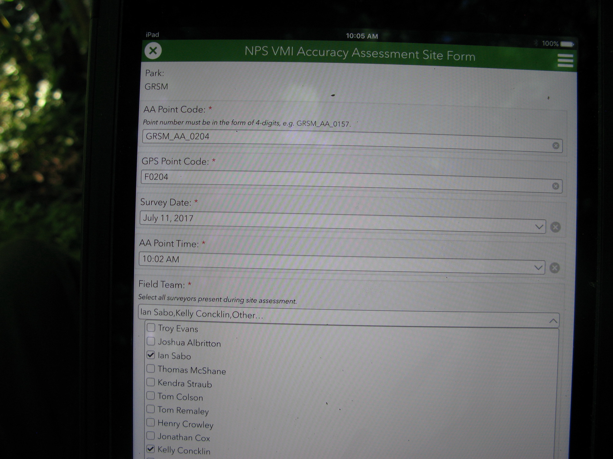 GRSM Accuracy Assessment. Plot Code: GRSM_AA_0204_1