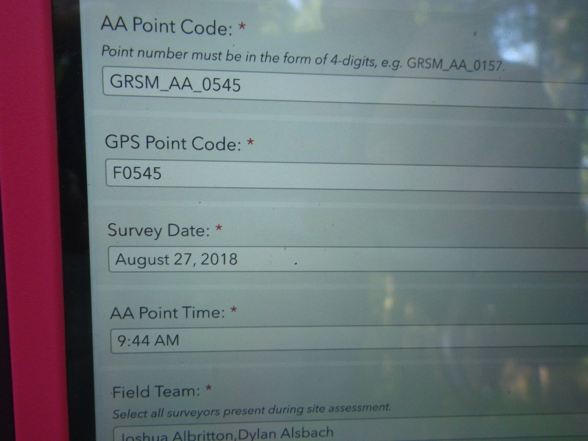 GRSM Accuracy Assessment. Plot Code: GRSM_AA_0545_1