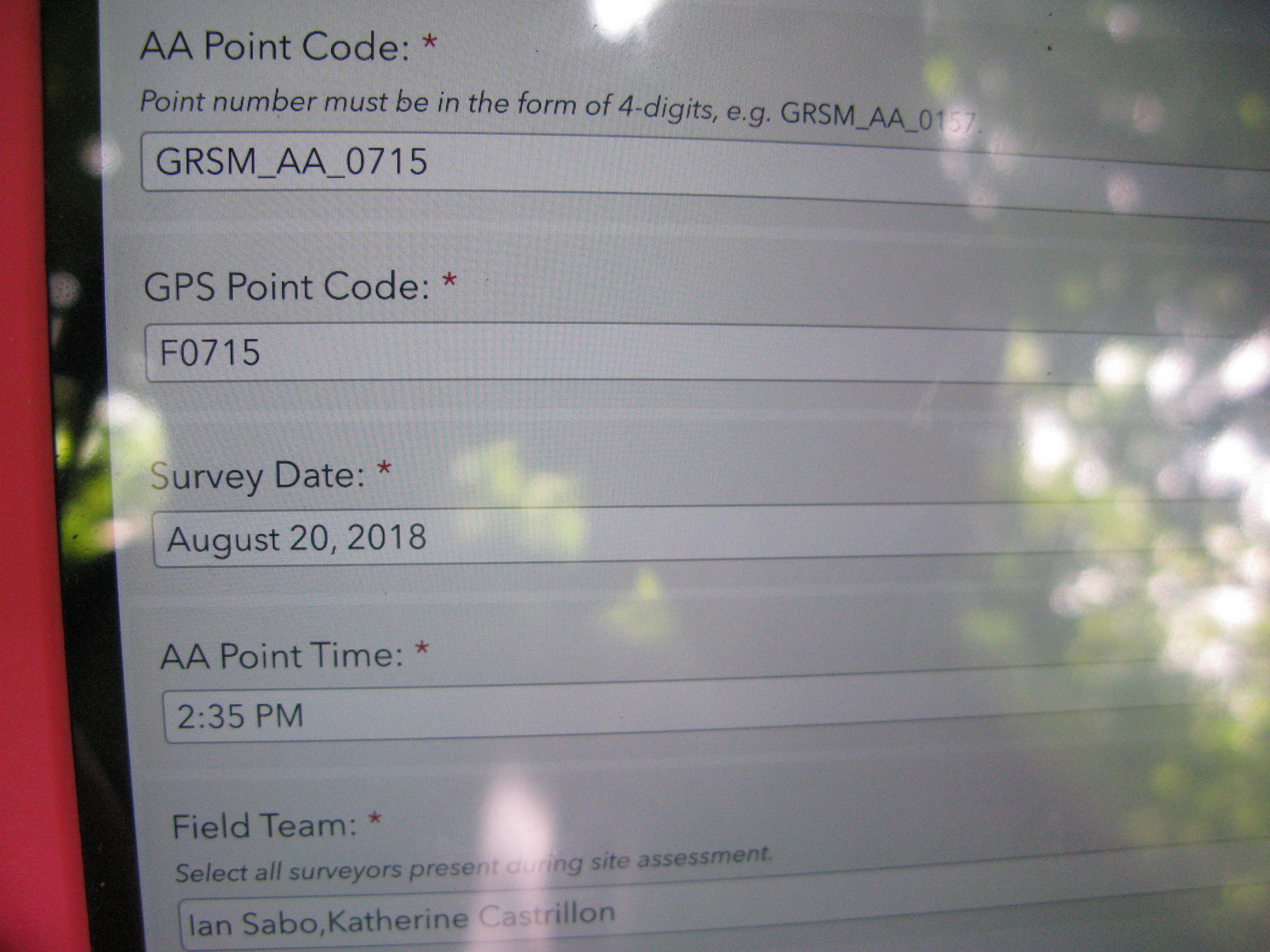 GRSM Accuracy Assessment. Plot Code: GRSM_AA_0715_1