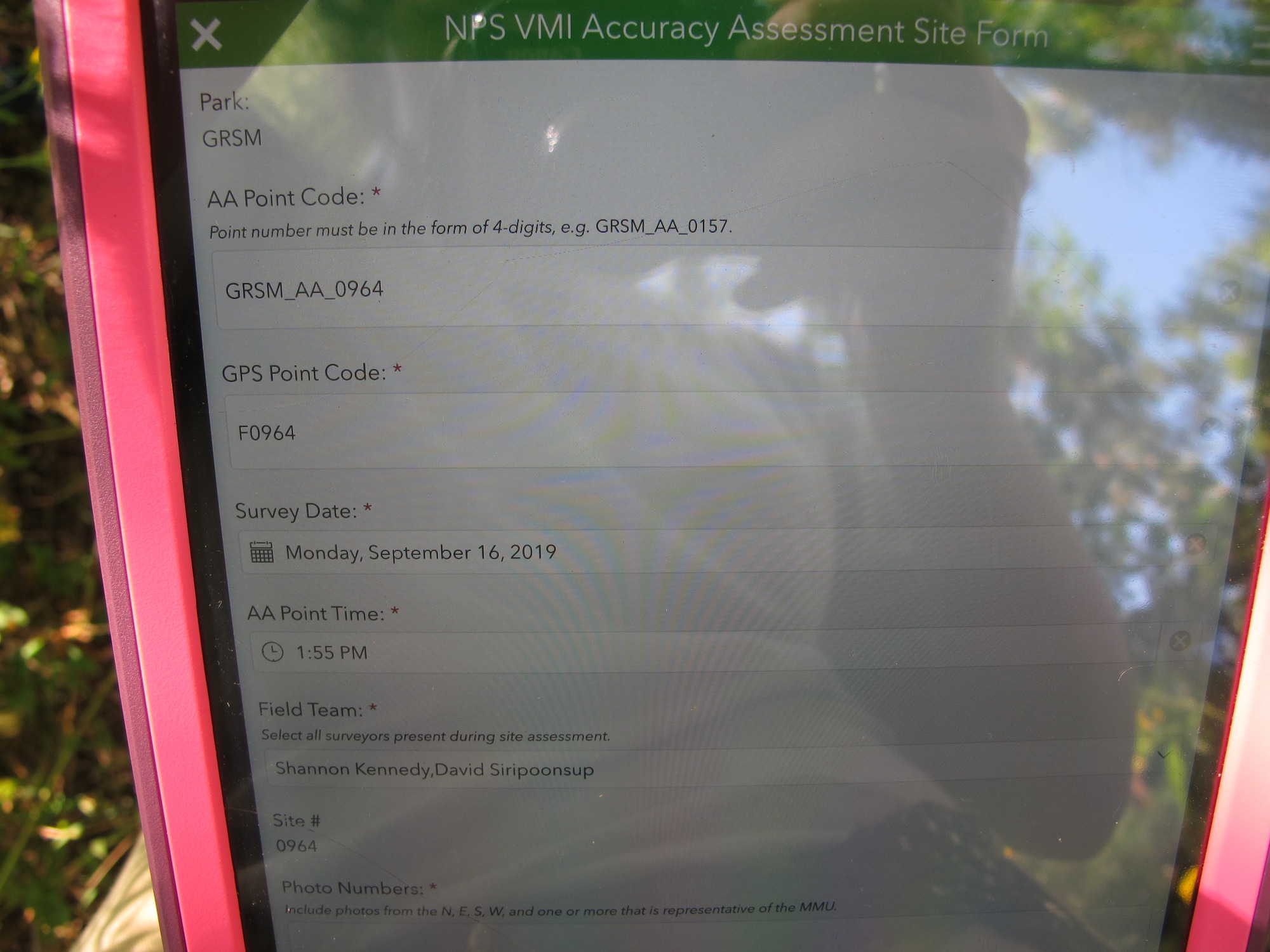 GRSM Accuracy Assessment. Plot Code: GRSM_AA_0964_1