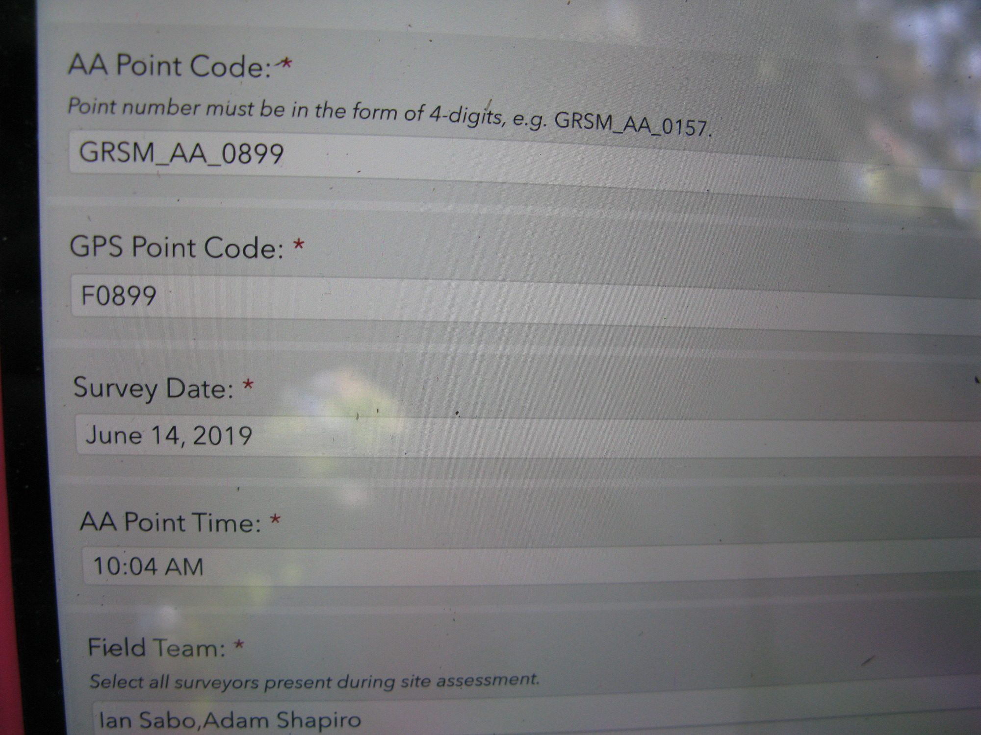 GRSM Accuracy Assessment. Plot Code: GRSM_AA_0899_1