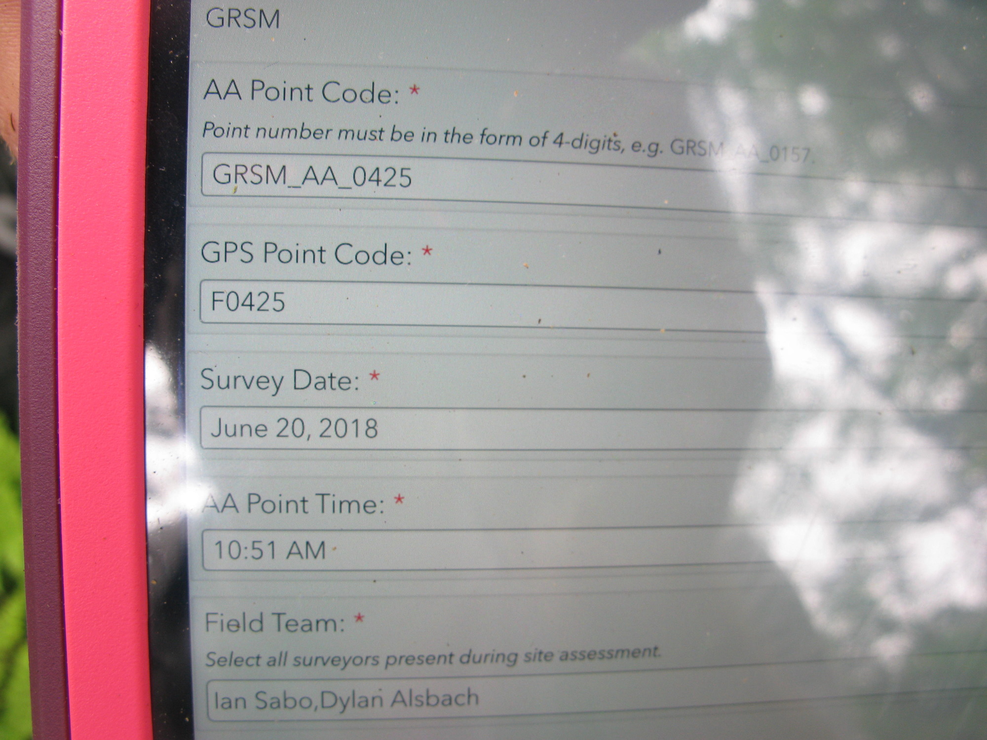 GRSM Accuracy Assessment. Plot Code: GRSM_AA_0425_1