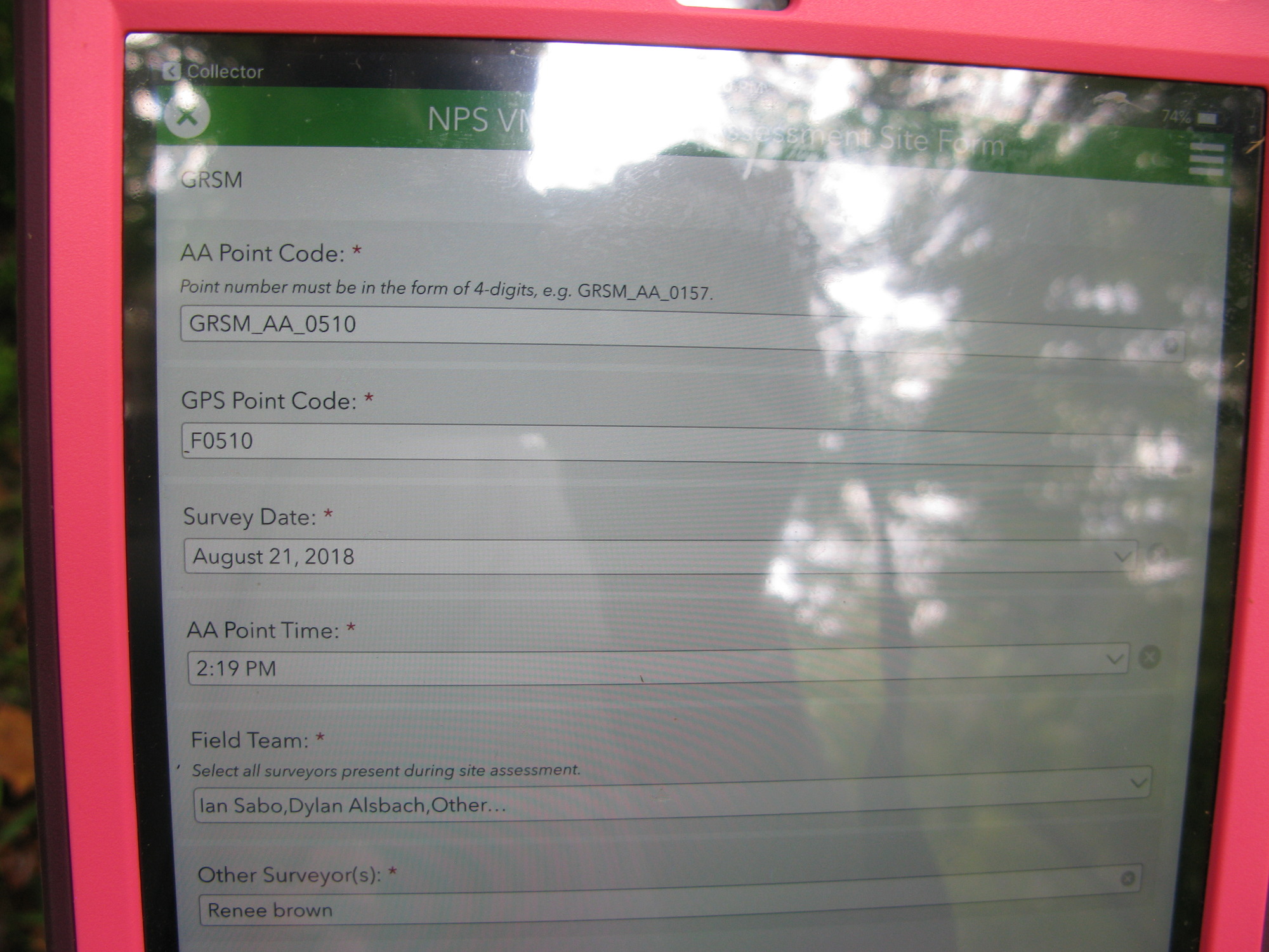GRSM Accuracy Assessment. Plot Code: GRSM_AA_0510_1