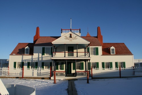 The red-roofed Bourgeois House, where post managers and their families lived.