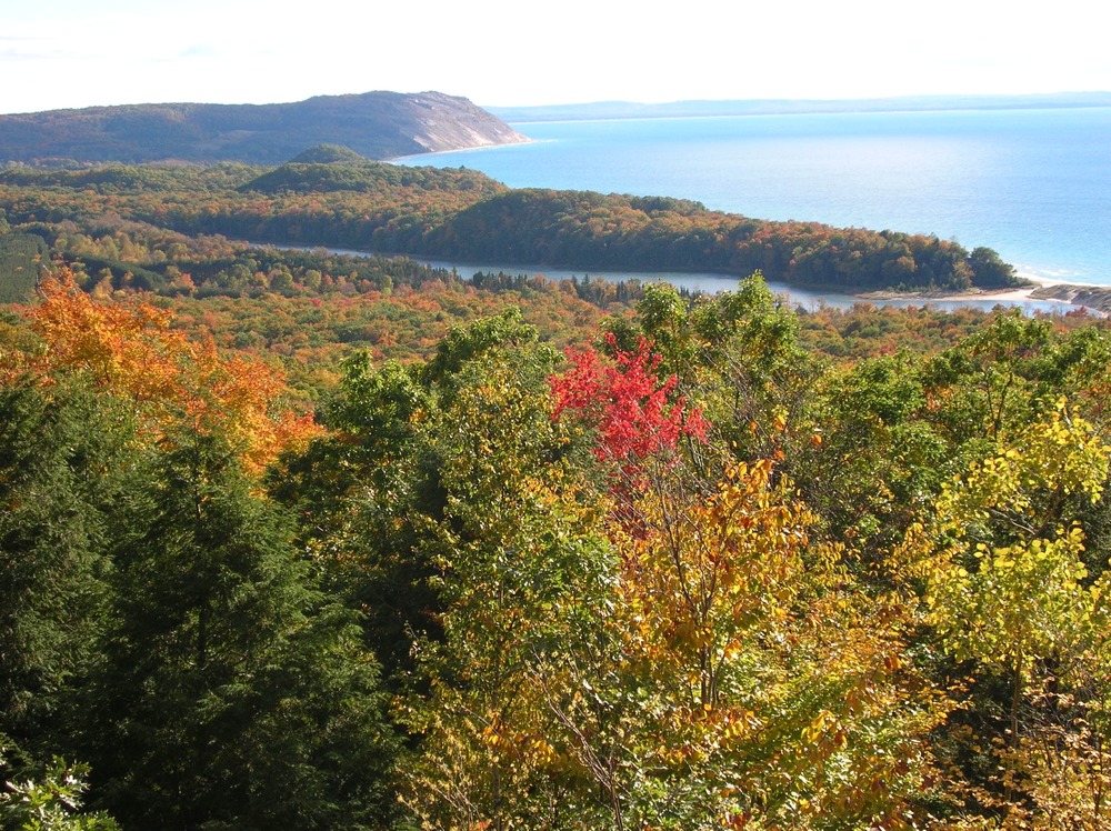 Fall colors around North Bar Lake from the Pierce Stocking Scenic Drive North Bar Lake Overlook.