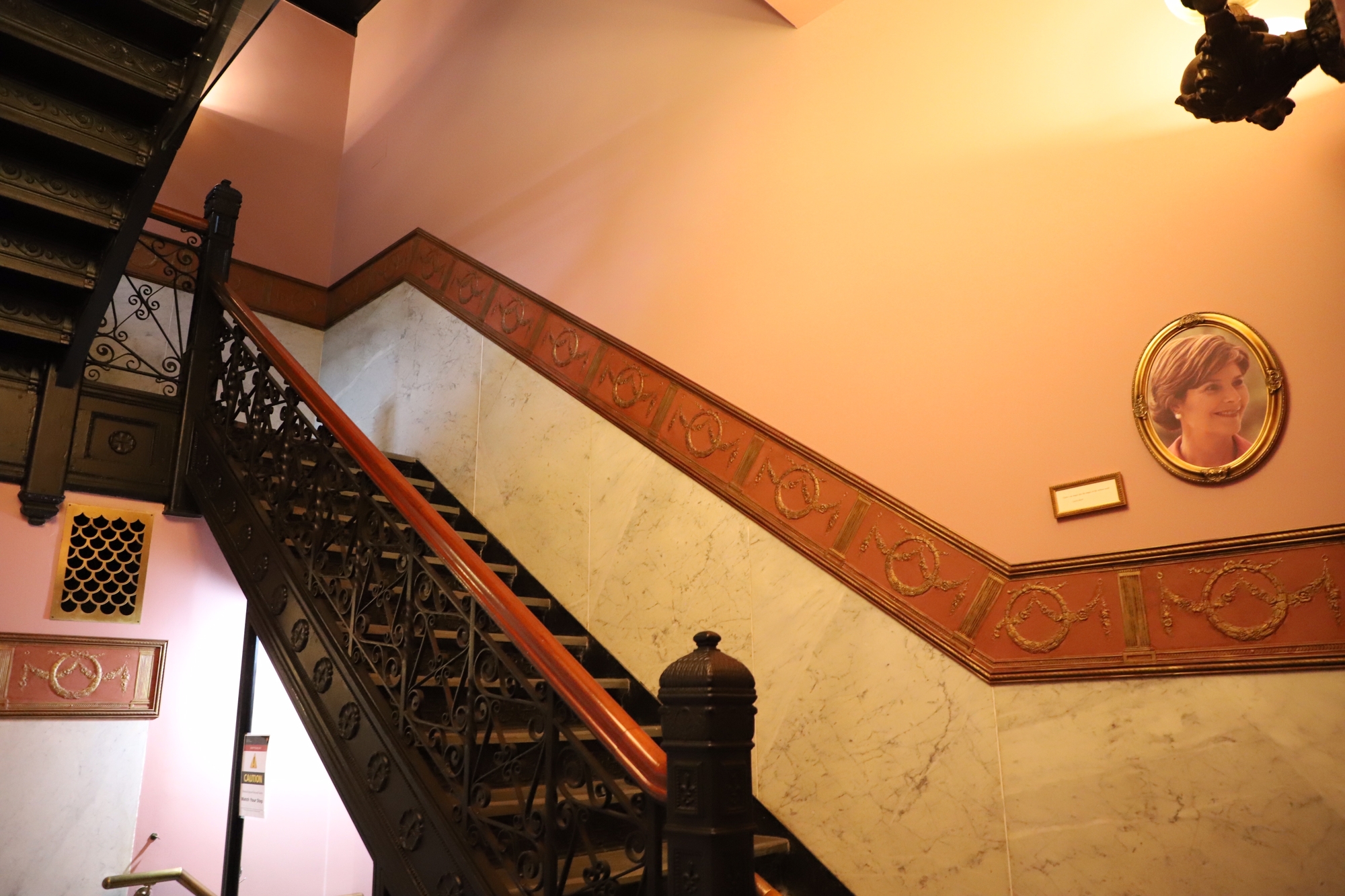 A staircase heads up. 