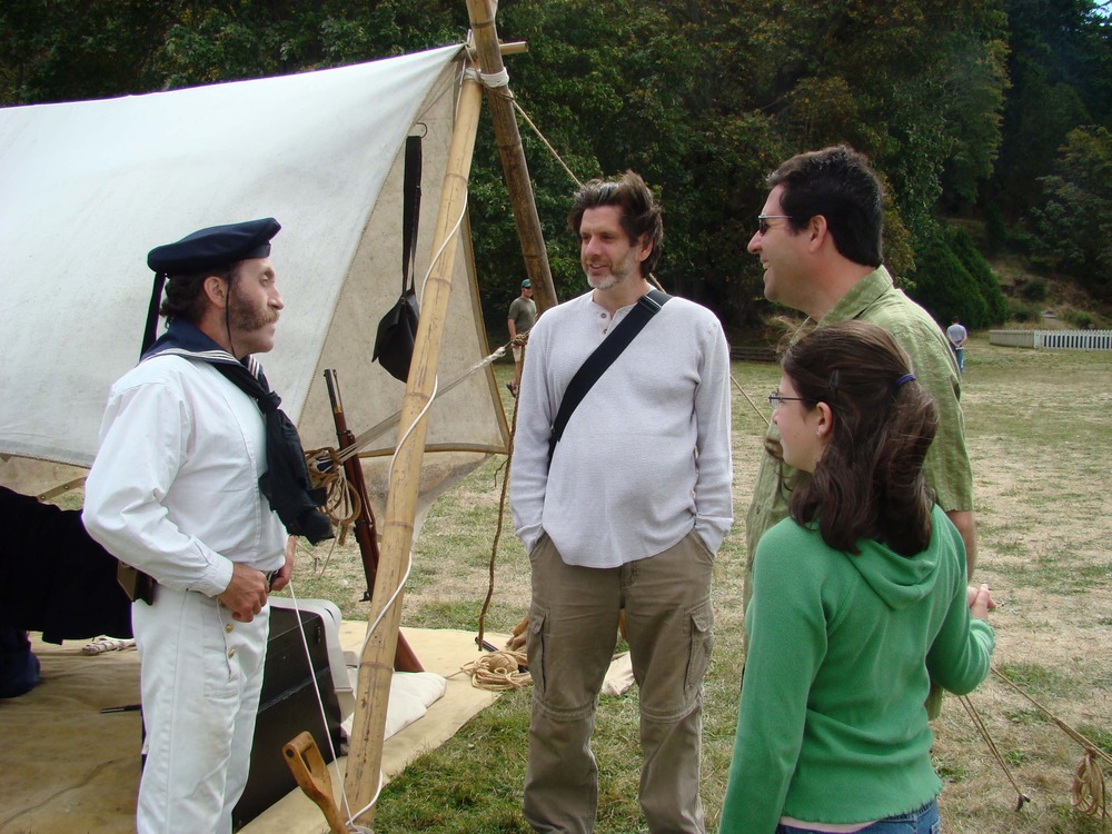 David "Scruffy" Funk shares a sea story with visitors during Encampment 2007. Funk, from Burnaby, BC, has attended every Encampment since 1998.