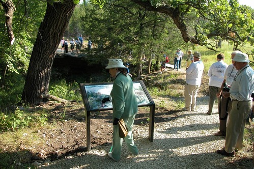 Exhibits at Alcove Spring, help historic trail visitors to learn about one of the most popular camping areas used by Oregon Trail emigrants in the 1840s - 1850s.