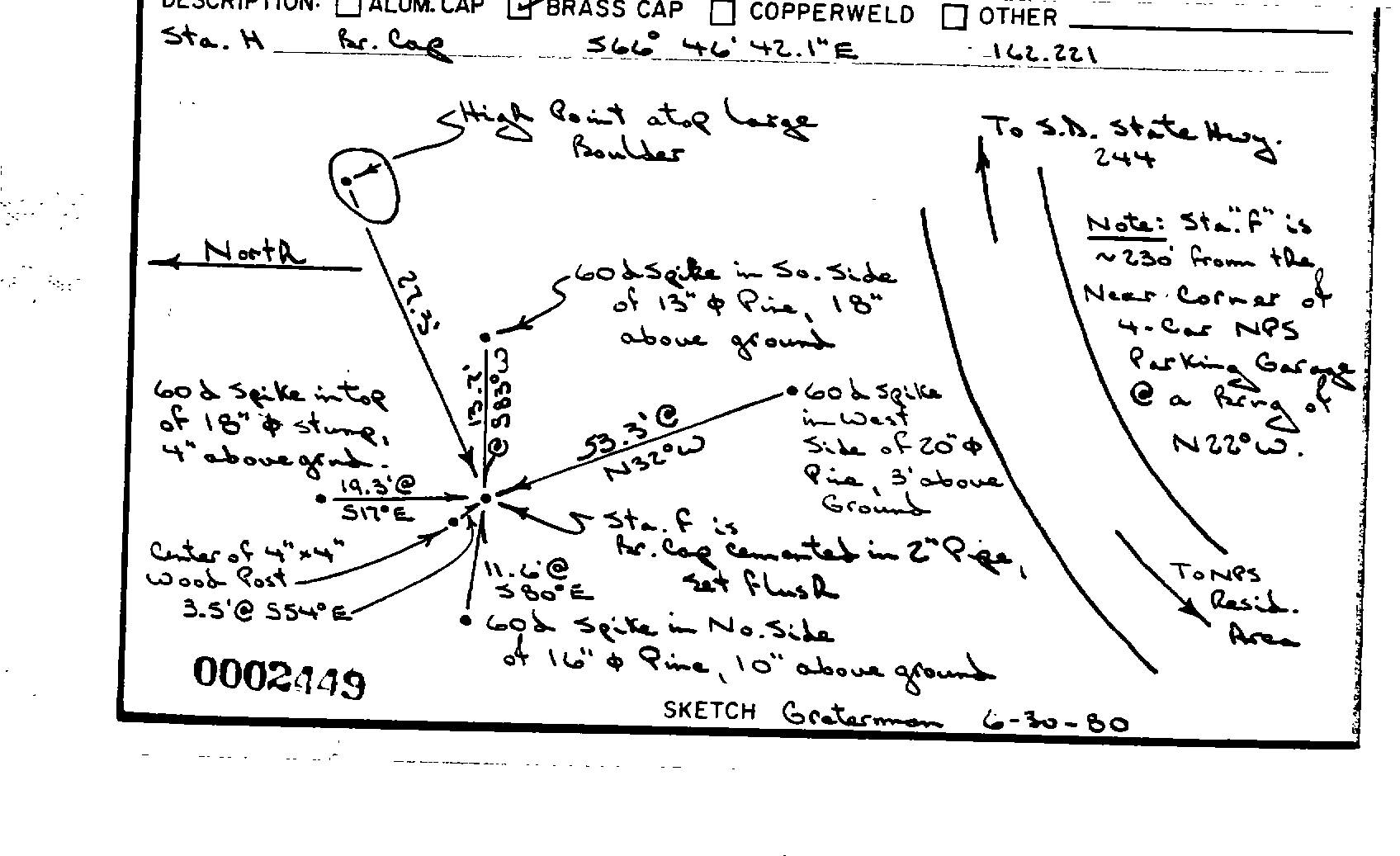 00002449 Survey Monumentation Sketch