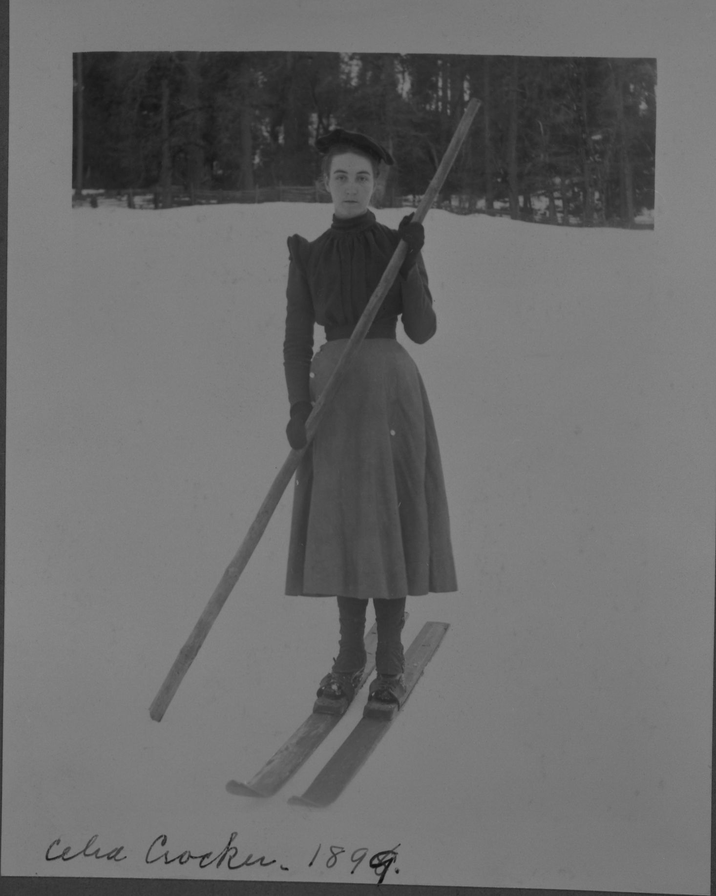 Copy Neg: Leroy Radanovich, September 1998. Celia Crocker on skis. Copied from photo album (YOSE 7647).