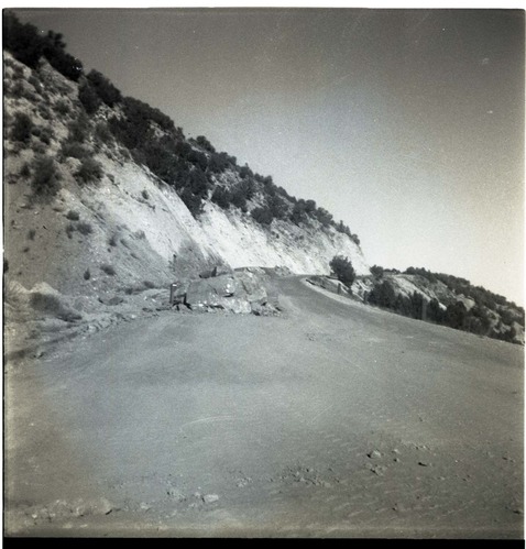 BW photos of rock slides in Kolob Canyons - 2x2.