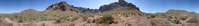 This panorama highlights the beautiful double arch that is located at the top of Arch Canyon. The larger of the two arches is an impressive 36 feet high and 90 feet wide!