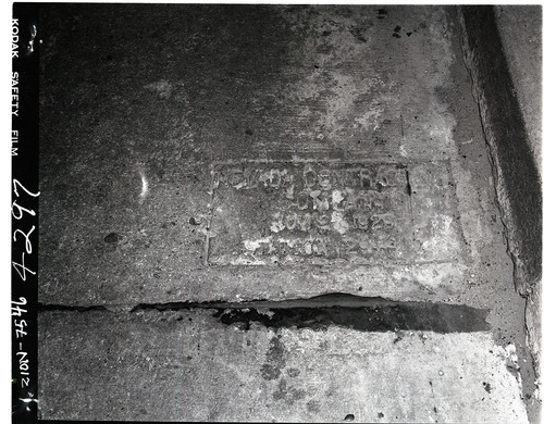 Plaque on floor of Zion-Mt. Carmel tunnel.