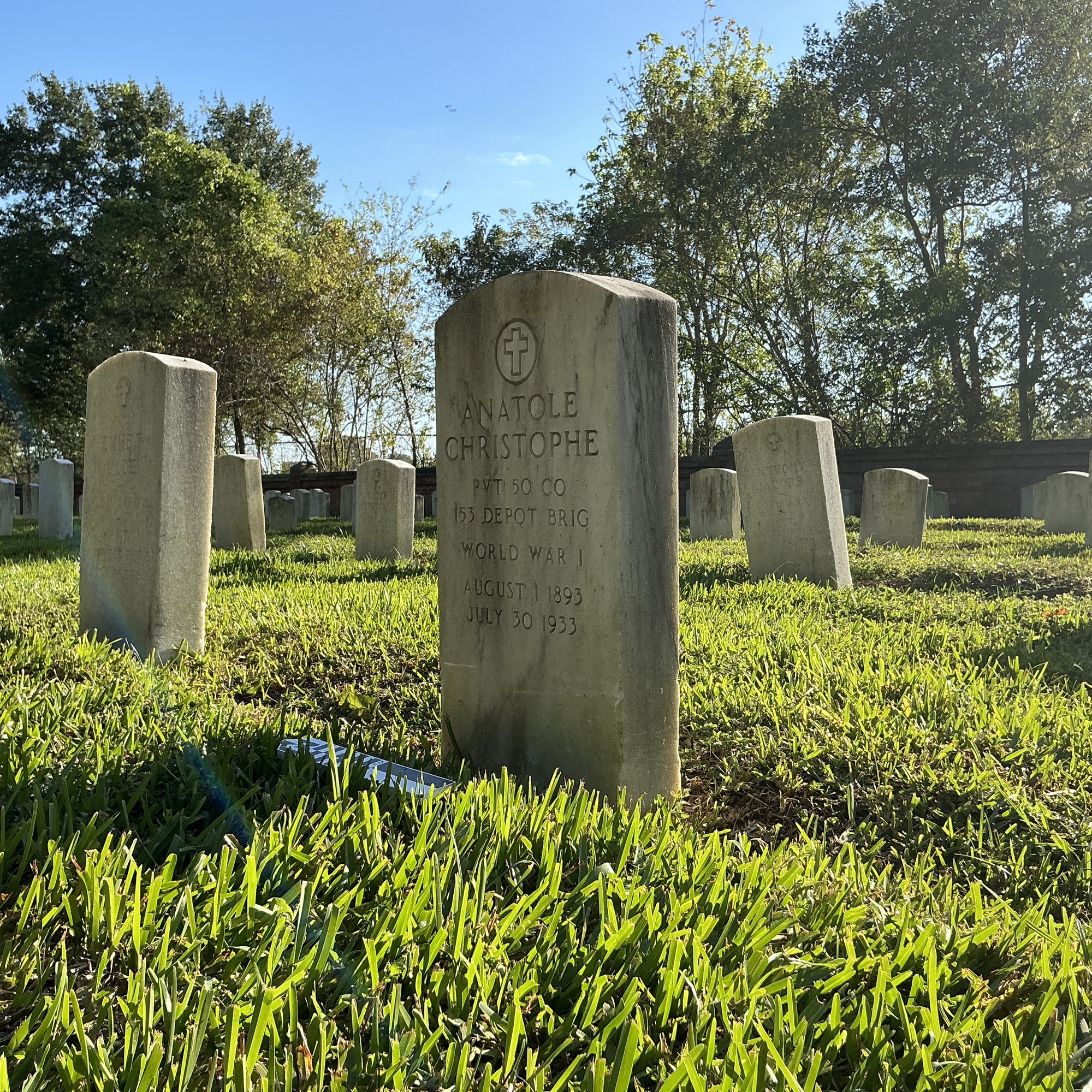 Extra image of upright marble headstone with flat face.