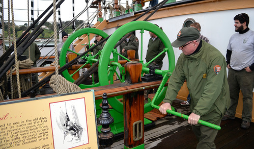 Balclutha's historic bilge pump is working again.