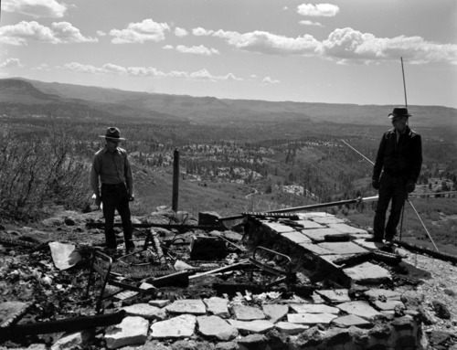 Burned down radio shack at Lava Point, lightning strike.