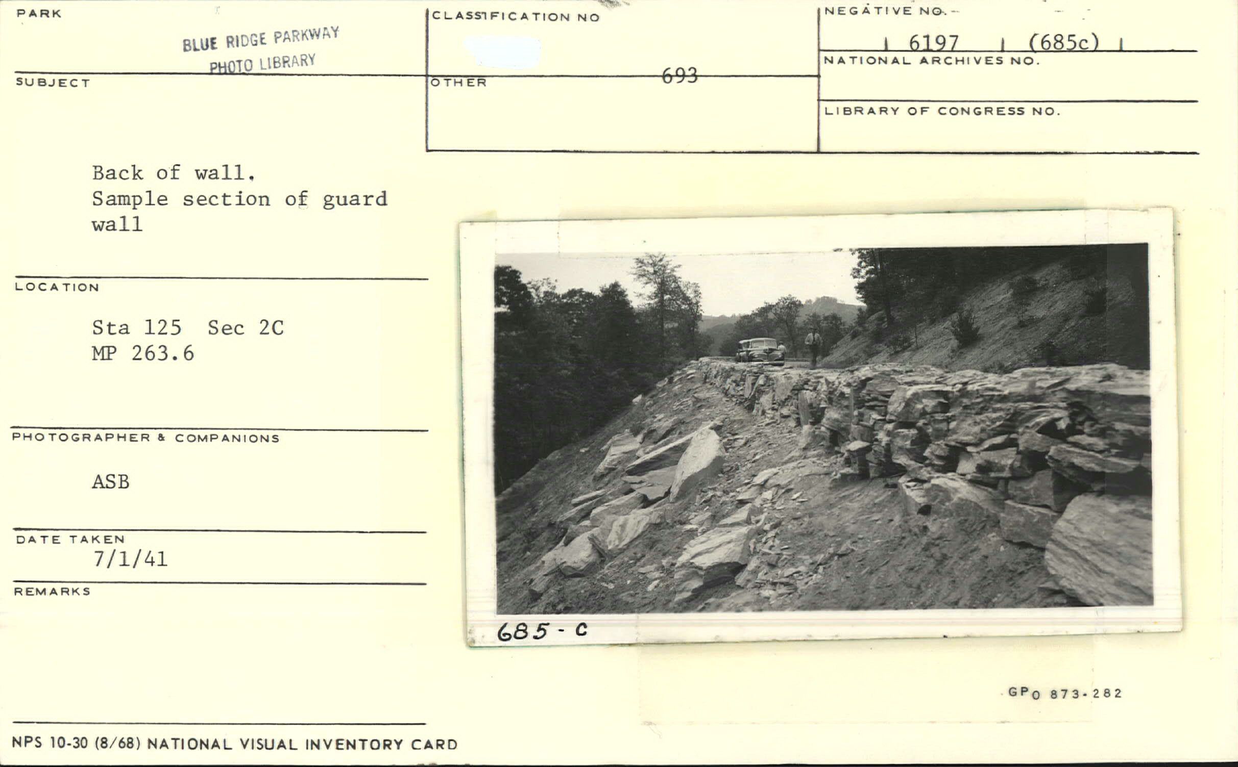 Back of wall showing sample of guard wall