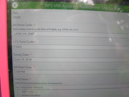 GRSM Accuracy Assessment. Plot Code: GRSM_AA_0602_1