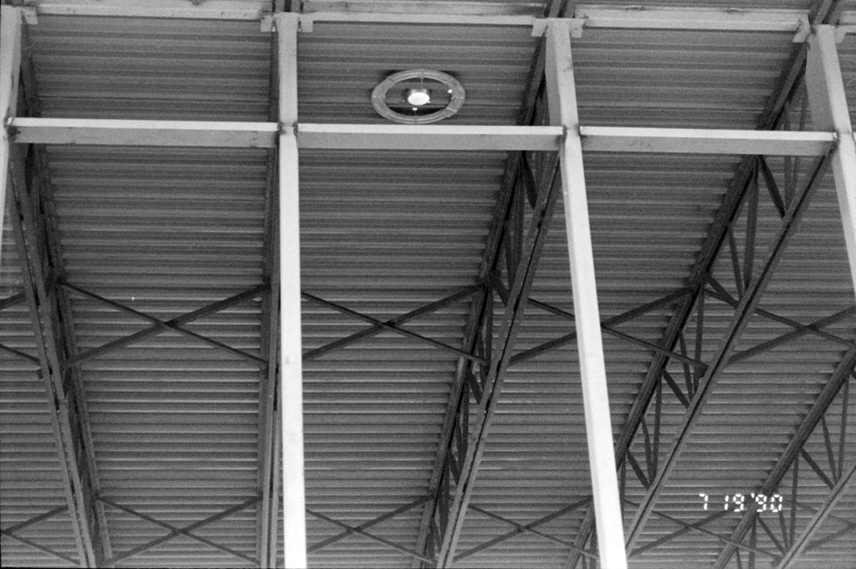 Light fixture during construction of headquarters addition.