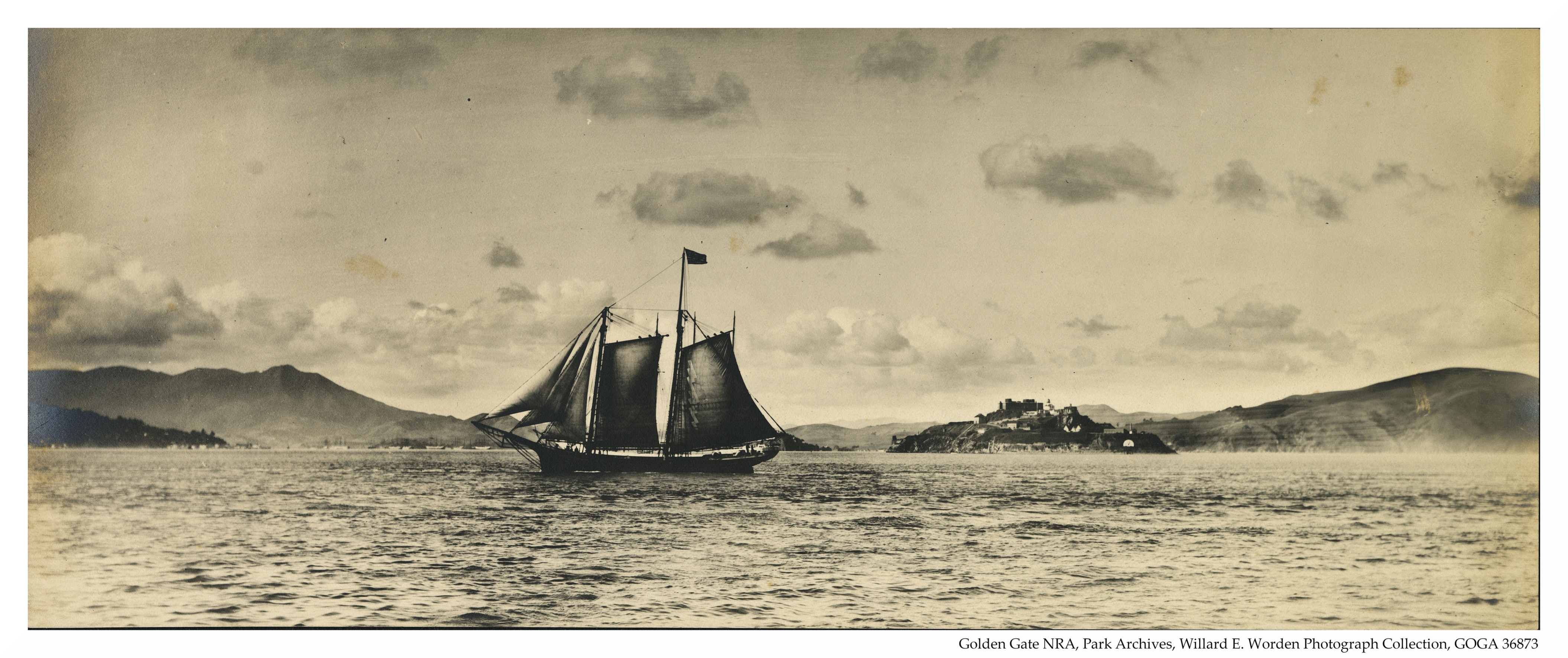 Alcatraz and a sailboat date unknown 