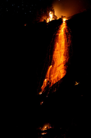 Fire falls viewed in the dark of night