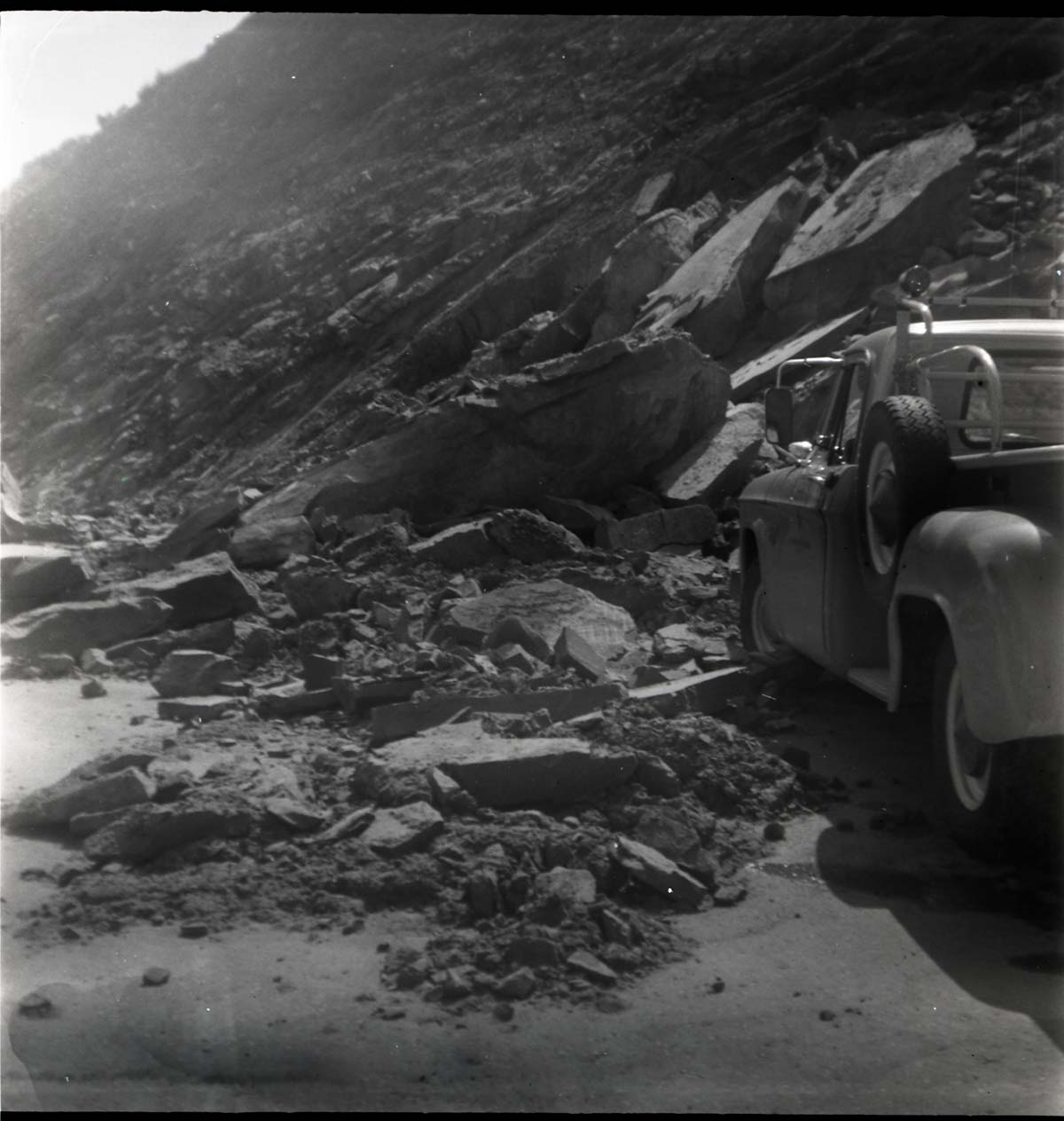 BW photos of rock slides in Kolob Canyons - 2x2.