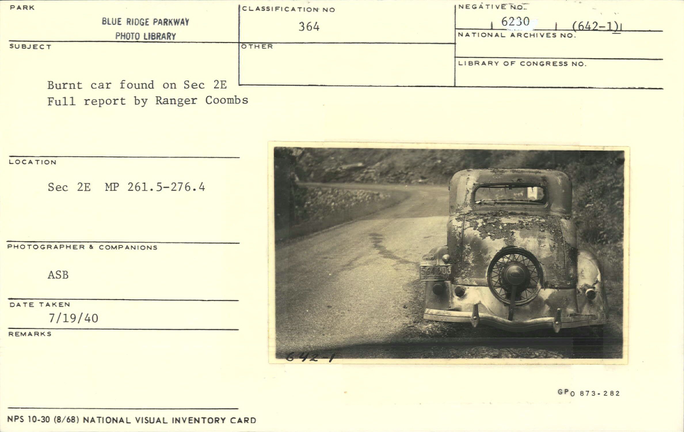 Burnt car found in Section 2-E