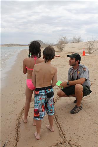 Lake Rangers contacting visitors at Lake Powell