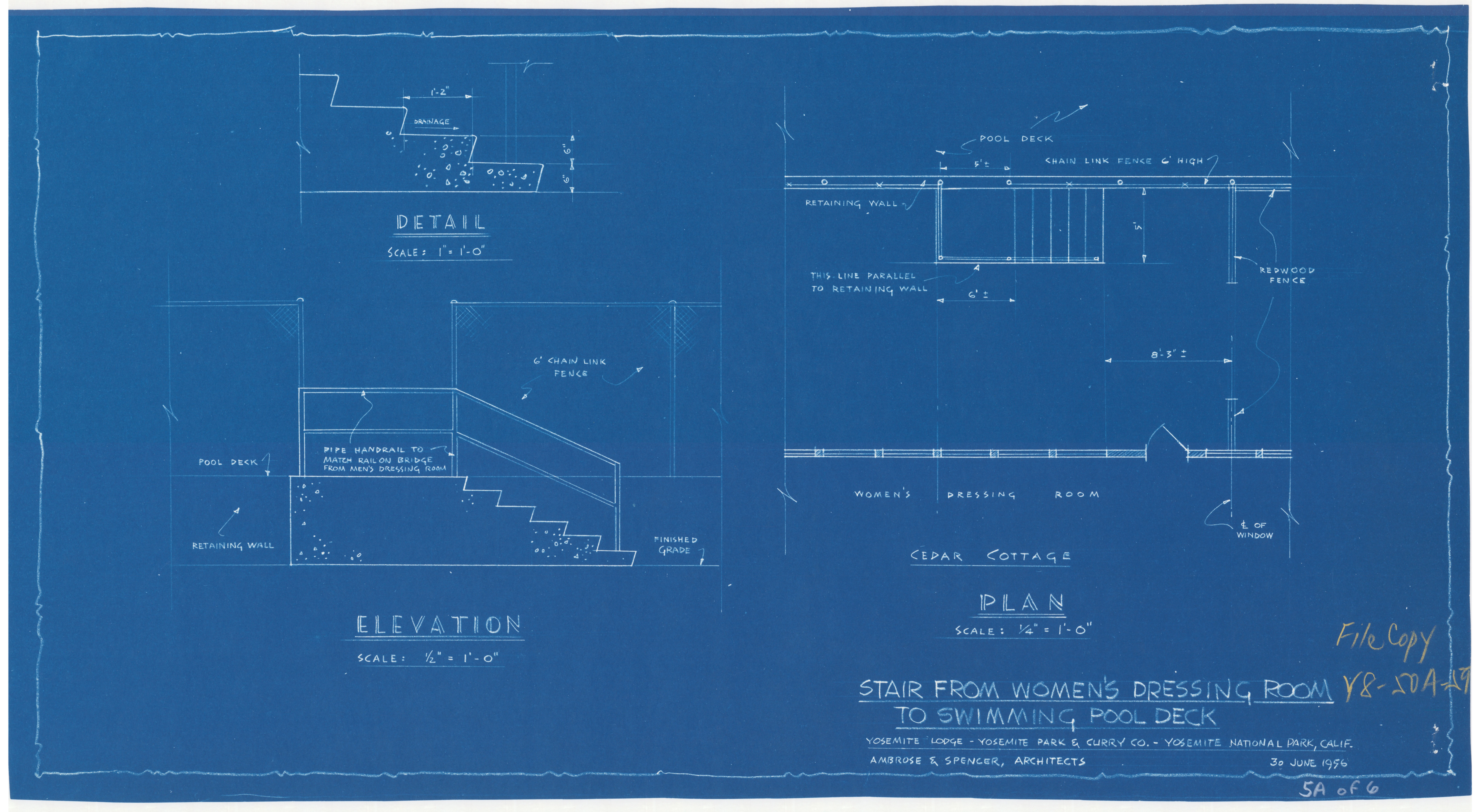 Stair from Women's Dressing room to swimming pool deck