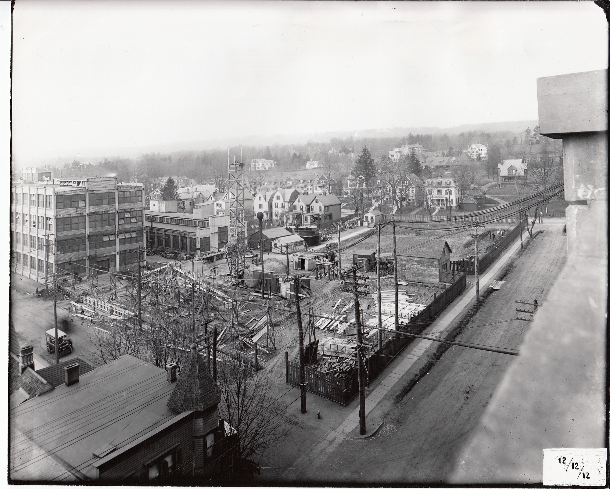 Storage Battery Building under construction, viewed from corner of Ashland Avenue, at left, and Lakeside Avenue.