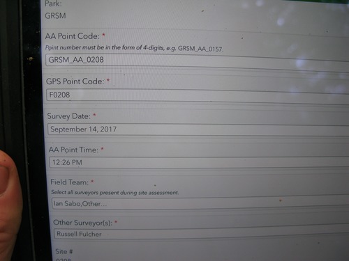 GRSM Accuracy Assessment. Plot Code: GRSM_AA_0208_1