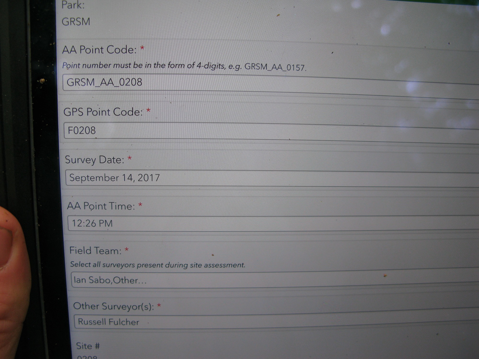 GRSM Accuracy Assessment. Plot Code: GRSM_AA_0208_1