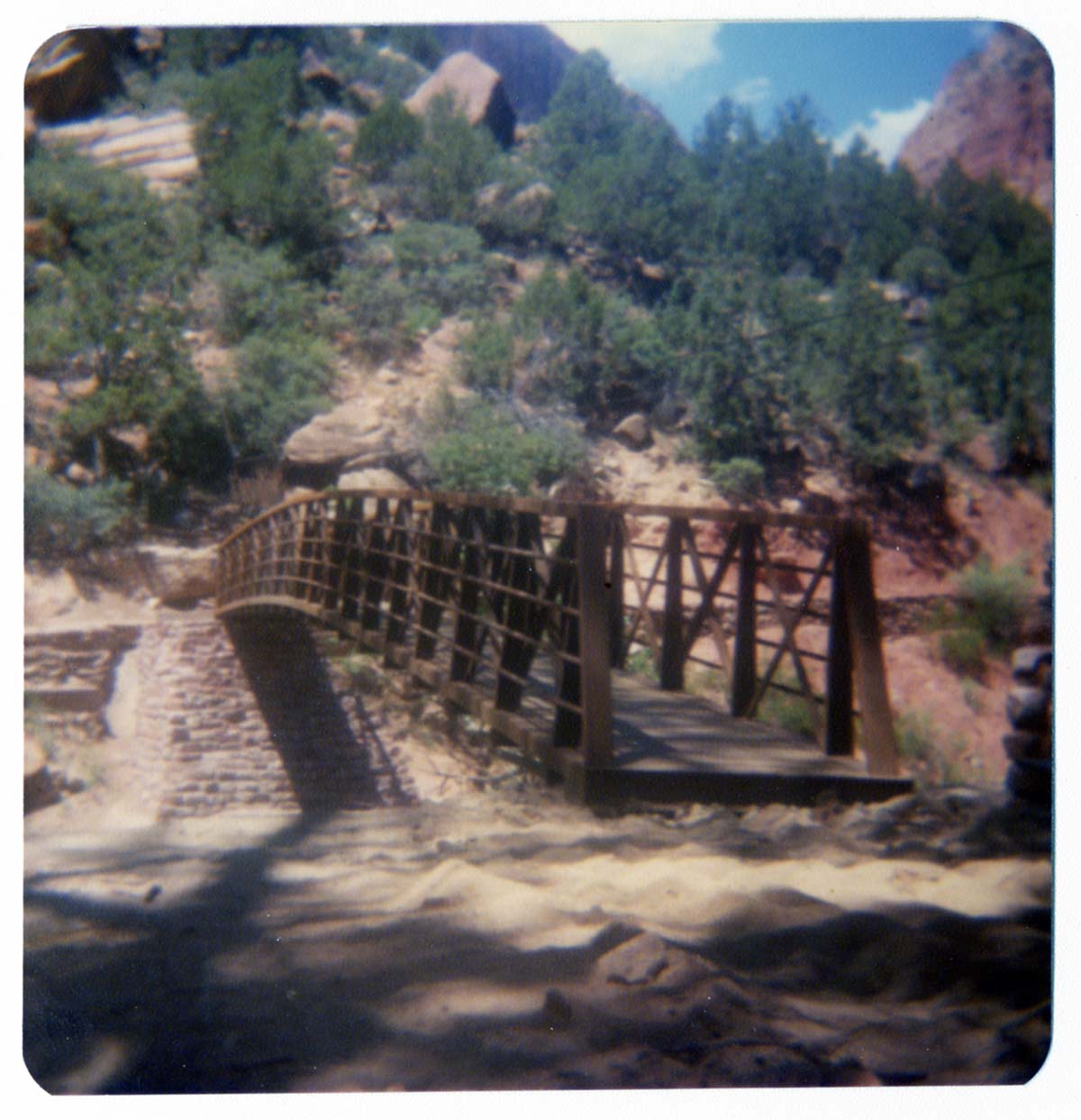 The new Grotto footbridge in place over the Virgin River.