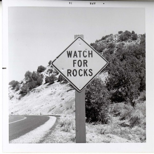 Road sign reading 'Watch for Rocks' in Kolob Canyon.